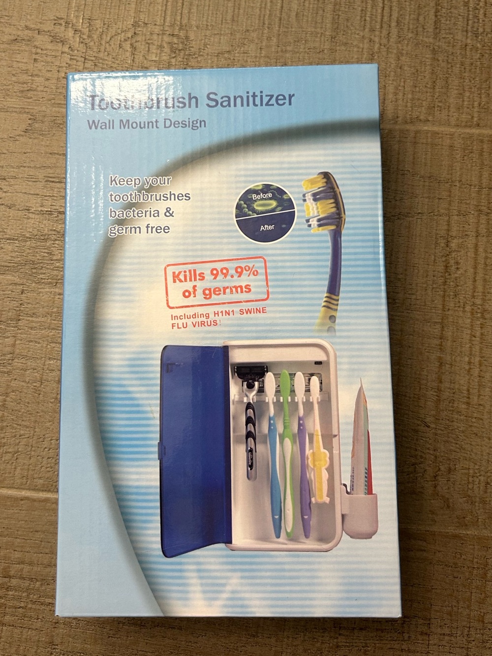 Blue Toothbrush Sanitizer Wall Mount - Kills 99.9% Germs